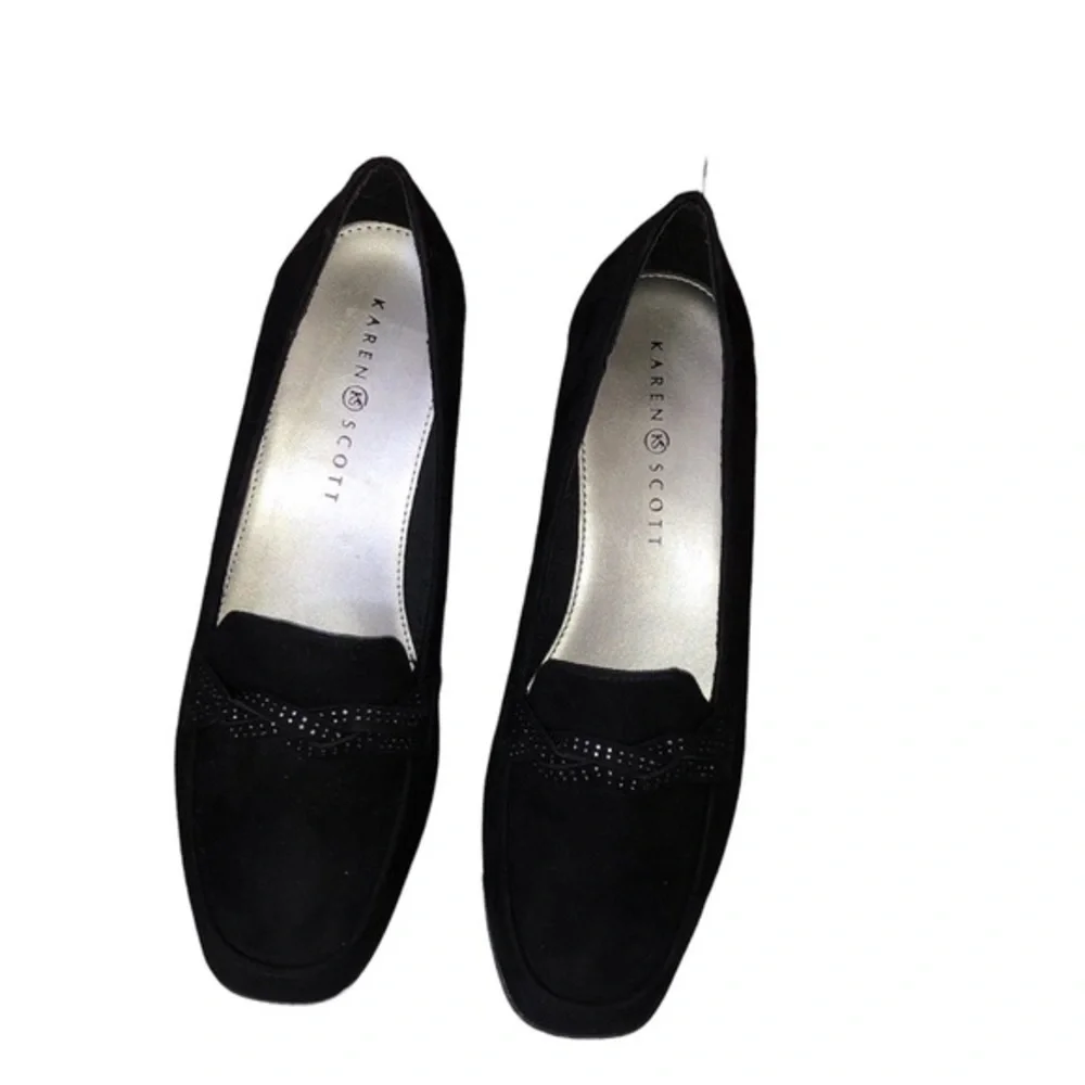 Karen Scott Womens Closed Toe Slip-on Joonne Loafer Shoes Black Micro 9.5 M NWT